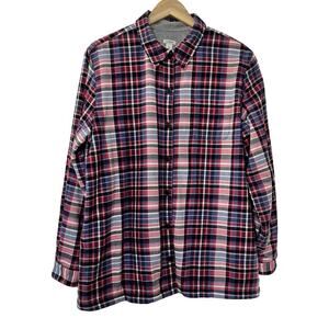 L.L. Bean Fleece Lined Flannel Shirt Jacket Size XL Pink Outdoors Women's